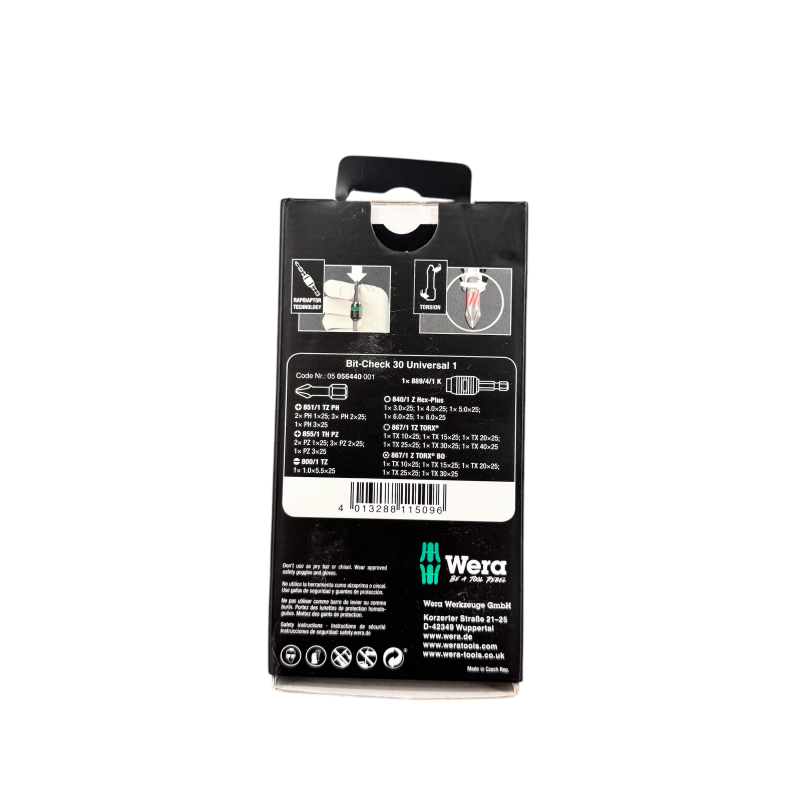 Набор бит WERA Bit-Check 30 Universal 1 (SL, PH, PZ, TX, HEX) (05056440001)