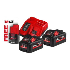 Енергокомплект Li-Ion MILWAUKEE, M18 HNRG-552 (зарядний пристрій M12-18FC, 2 акумулятори М18 HВ5.5 5,5Аг) (4933464713)