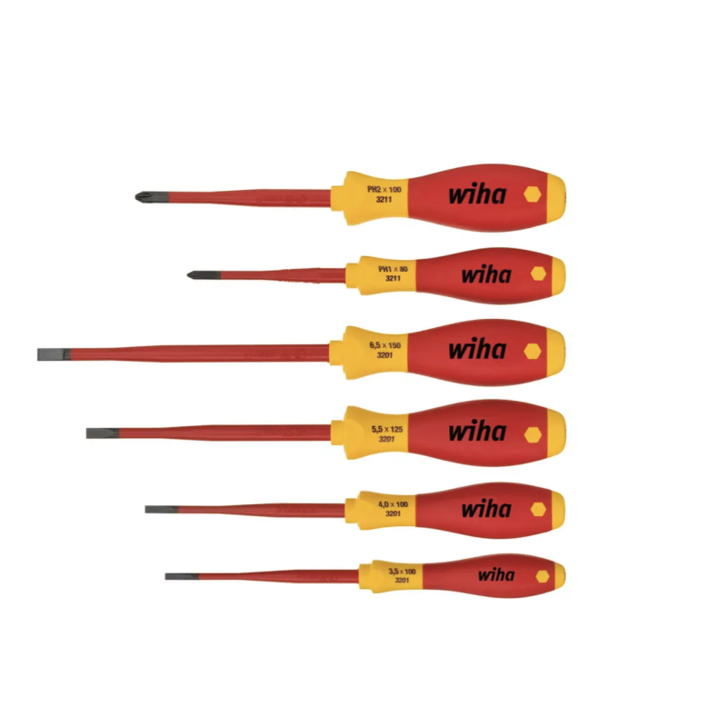 Отвертка диэлектрическая НАБОР — 6 шт SoftFinish electric slimFix шлиц/Phillips WIHA (35389)