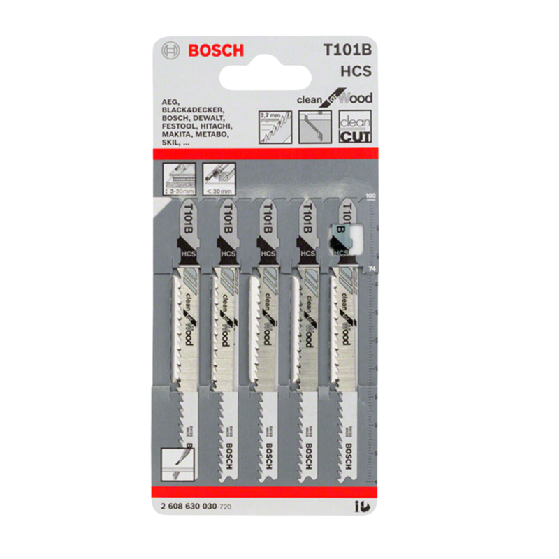 Полотно для лобзика Bosch T 101 B, HCS 5 шт (2608630030)