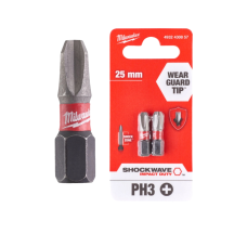 Крестовая бита SHOCKWAVE MILWAUKEE, PH3, 25мм, (2шт) (4932430857)