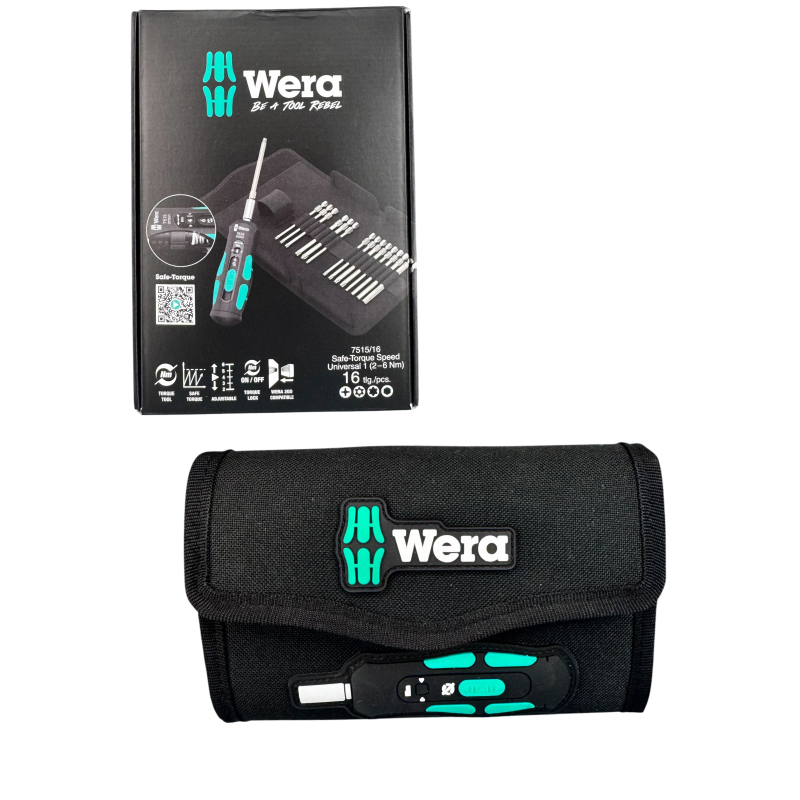 Отвертка динамометрическая реверсная с битами WERA 7515/16 Kraftform Safe-Torque Speed ​​Universal 1 (05075851001)