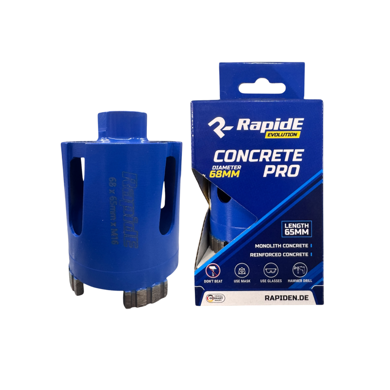 Алмазна коронка RapidE 68mm CONCRETE PRO по залізобетону, монолітному бетону та цегли (НФ-00001432)