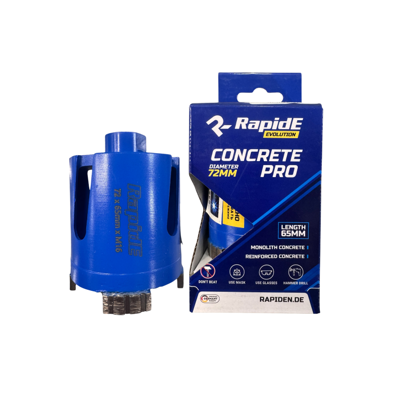 Алмазна коронка RapidE 72mm CONCRETE PRO по залізобетону, монолітному бетону та цегли (НФ-00001433)