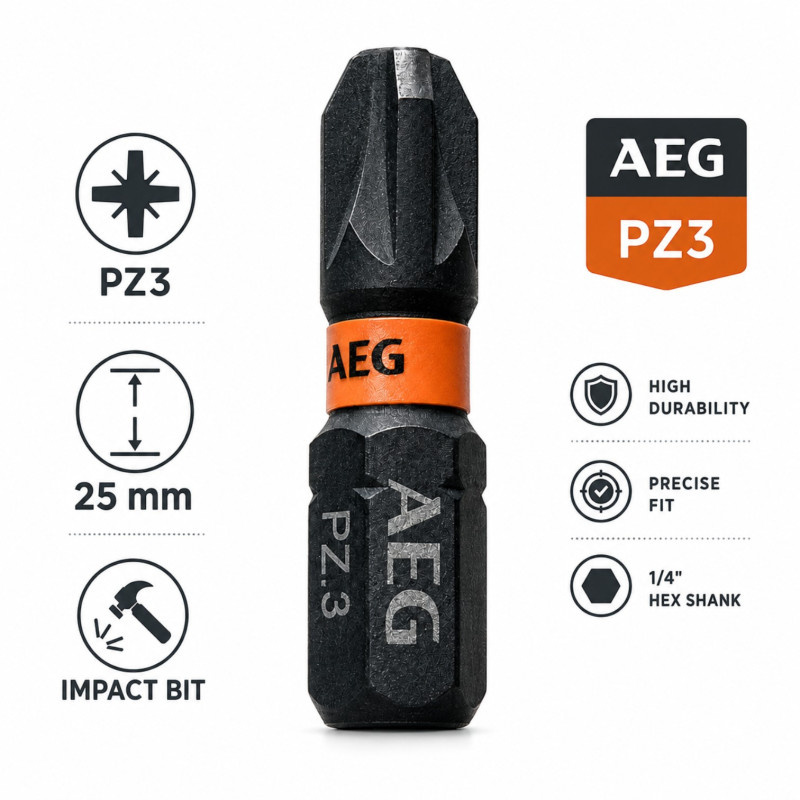 Бита ударная AEG AAK252PZ3, PZ3x25мм (3шт) (4932479172)
