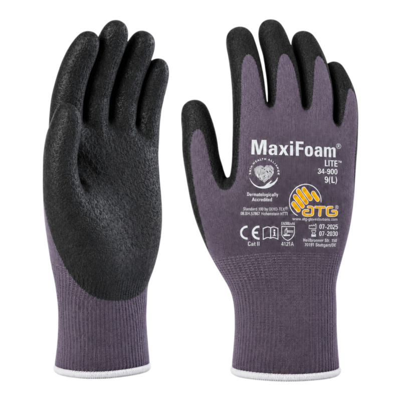 Захисні рукавички ATG MaxiFoam Lite з частковим нітриловим покриттям 9 L (34-900-9)