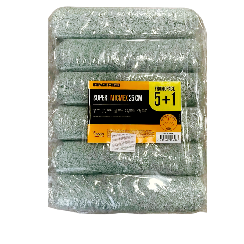 Набор малярных валиков Anza Micmex Roller Stick, 25 см, 6 шт. (583925)
