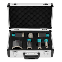 Коронка алмазная НАБОР Ø 25/35/40/45/68 мм + конусная фреза Ø 20-38 мм + прямая фреза Ø 20 мм М14 BIHUI TURBO-7 (DBDMS7)