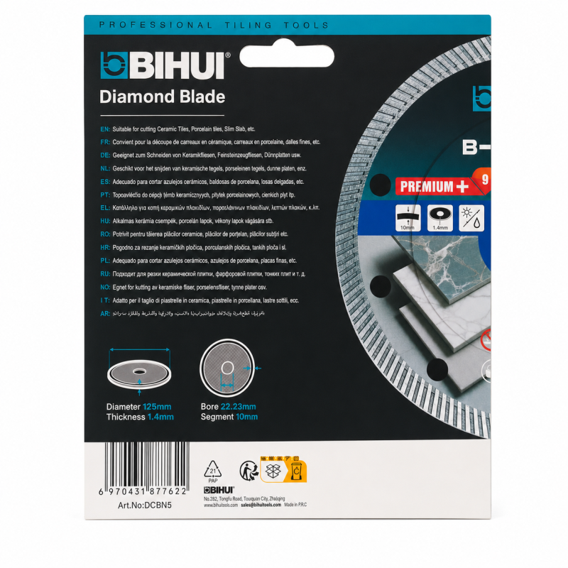 Диск алмазный BIHUI SUPER THIN TURBO 125 мм для керамогранита до 25 мм (DCBN5)