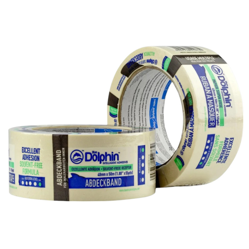 Малярная лента Blue Dolphin 48 мм x 50 м, сильная адгезия, белая (01-7-15-ENST)