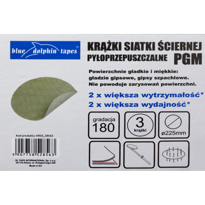 Сітка шліфувальна (шліфкруг, шліфсітка) для жирафу D225 P180 Blue Dolphin (KRSS_28563)
