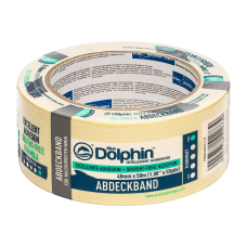 Малярная лента (скотч) BLUE DOLPHIN 48 мм х 50 м маскировочная, желтая (01-7-15)