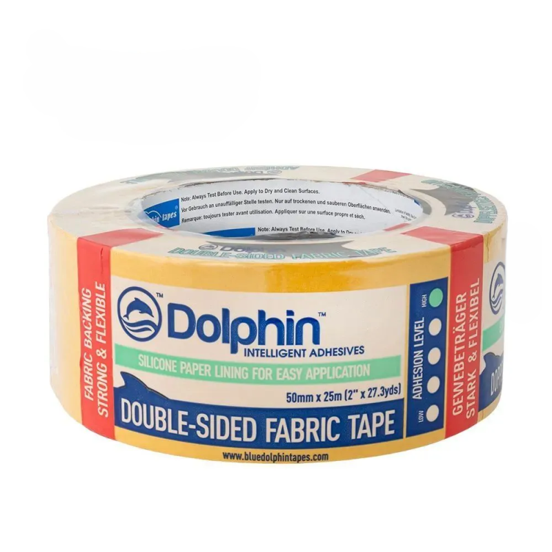 Скотч двухсторонний BLUE DOLPHIN на тканевой основе 50 мм х 25 м (05-3-03)
