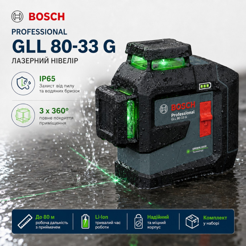 Лазерный нивелир Bosch Professional GLL 80-33 G (0601065501)