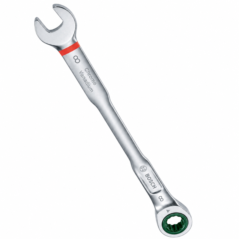 Набор комбинированных ключей с трещоткой Bosch 8-19мм CrV, 8шт (1600A027PS)