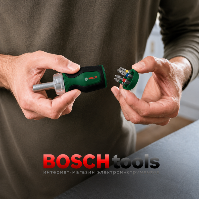 Отвертка с трещоткой Bosch на 6 насадок (1600A032UY)