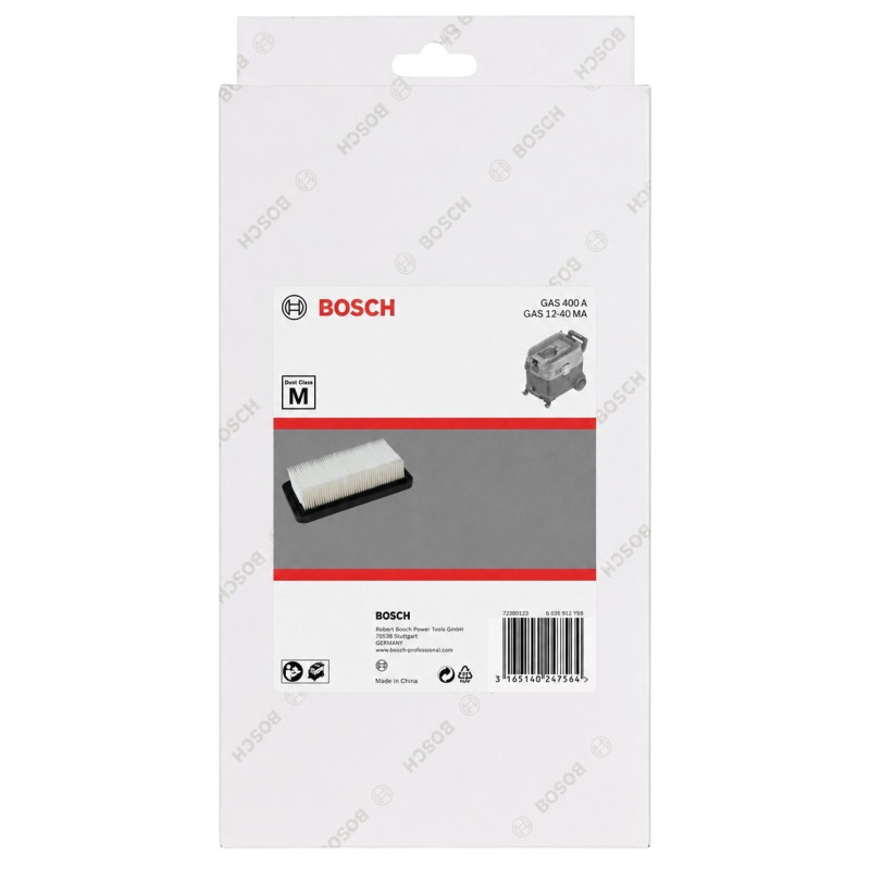 Плоский складчастий фільтр Bosch для пилосмоків GAS 400 A та GAS 12-40 MA (1619PC1228)