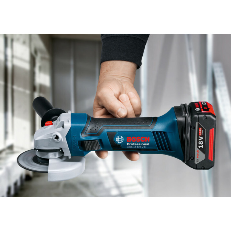 Кутова шліфувальна машина (КШМ) болгарка акумуляторна Bosch Professional GWS 18-125 V-LI з АКБ та З/П (0615990L6G)