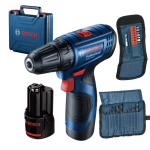 Дриль-шуруповерт акумуляторний Bosch Professional GSR 120-LI НАБІР кейс  +2 АКБ + біти 10 шт + свердла 12 шт (06019G8002) – Фото №1