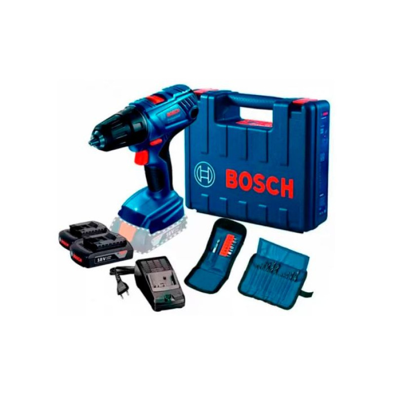 Дриль-шуруповерт (шурупокрут) акумуляторний Bosch Professional GSR 180-Li 2 АКБ і ЗП, набір біт і свердл (06019F810A)