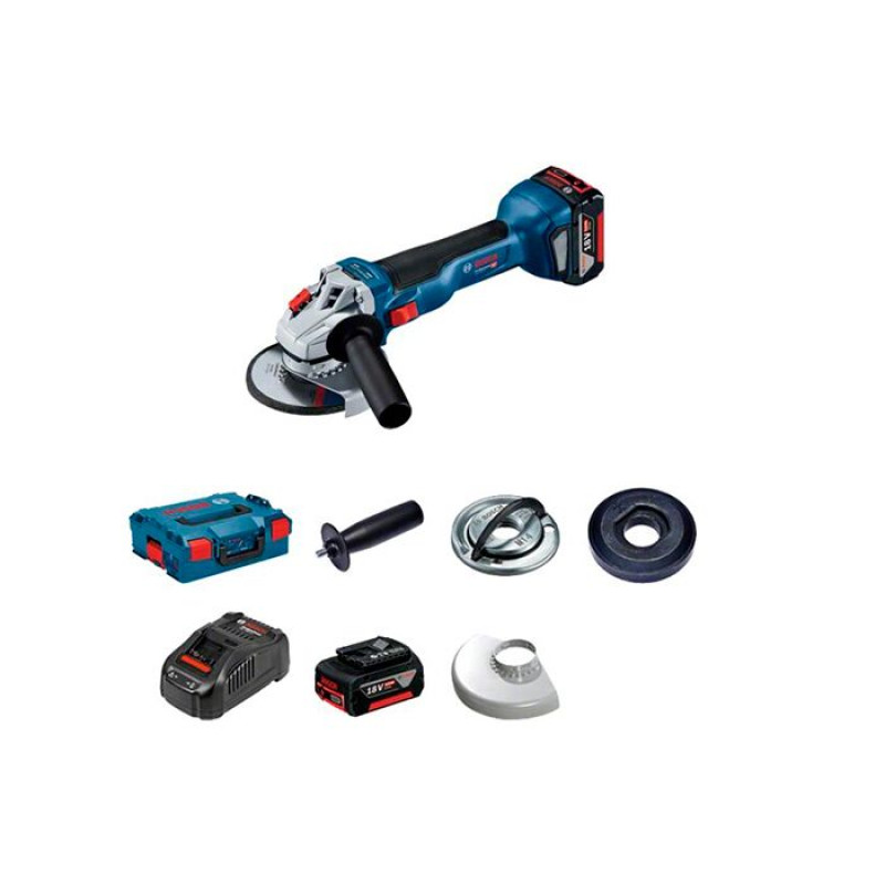 Угловая шлифмашина (УШМ) болгарка аккумуляторная BOSCH GWS 18V-10 Professional 2 АКБ, ЗУ, L-BOXX (06019J4004)