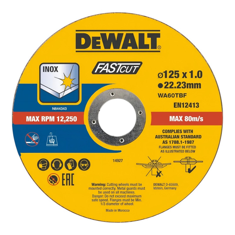 Набір кругів відрізних DeWalt FASTCUT 125x1x22,23 мм, 100 шт (DT20540)