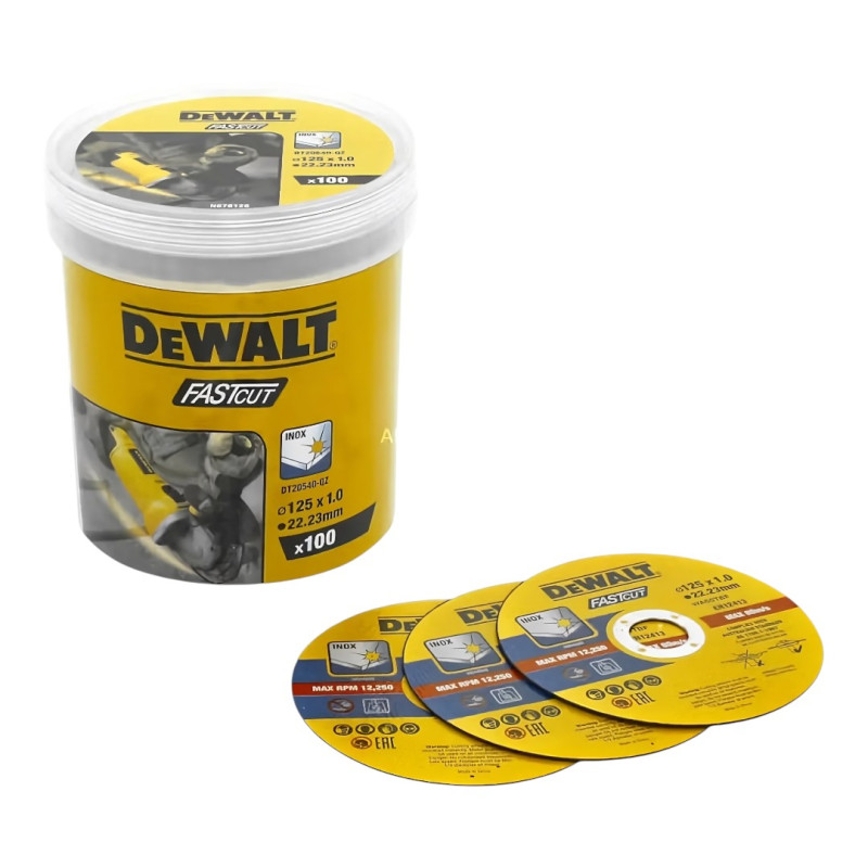 Набір кругів відрізних DeWalt FASTCUT 125x1x22,23 мм, 100 шт (DT20540)