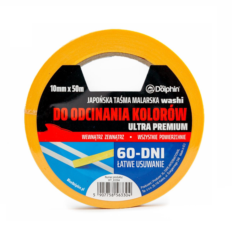 Малярная лента Blue Dolphin WASHI -XF7, ULTRA PREMIUM 10 мм × 50 м (WT_63304)