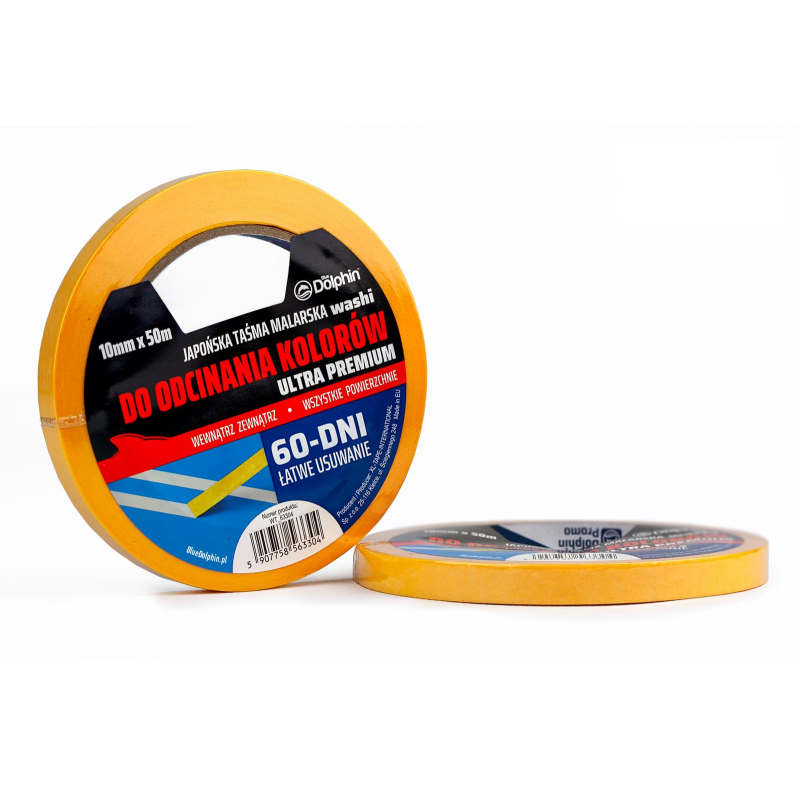 Малярная лента Blue Dolphin WASHI -XF7, ULTRA PREMIUM 10 мм × 50 м (WT_63304)