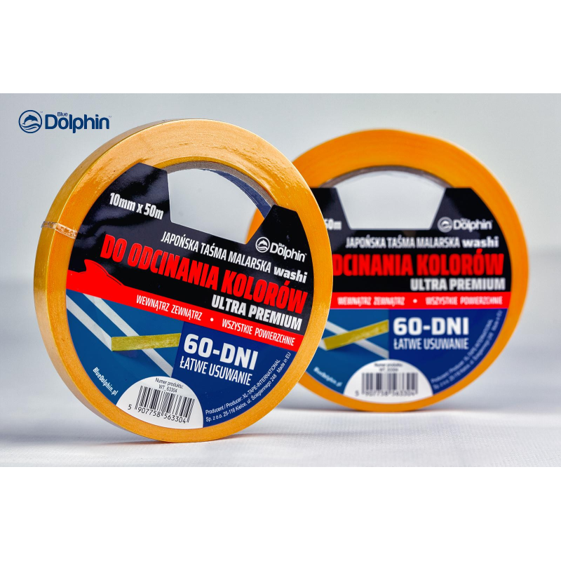 Малярная лента Blue Dolphin WASHI -XF7, ULTRA PREMIUM 10 мм × 50 м (WT_63304)