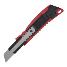 Нож пластиковый корпус с металлическими направляющими, лезвие SК4 сегментировано 18мм с 3-х гранной заточкой (HAISSER23514)