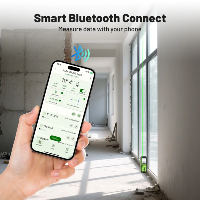 Лазерний далекомір Huepar S120G-BT з Bluetooth (449010)