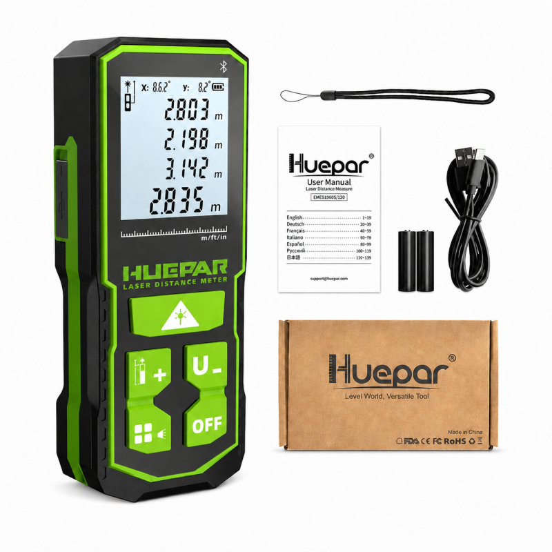 Лазерний далекомір Huepar S120G-BT з Bluetooth (449010)