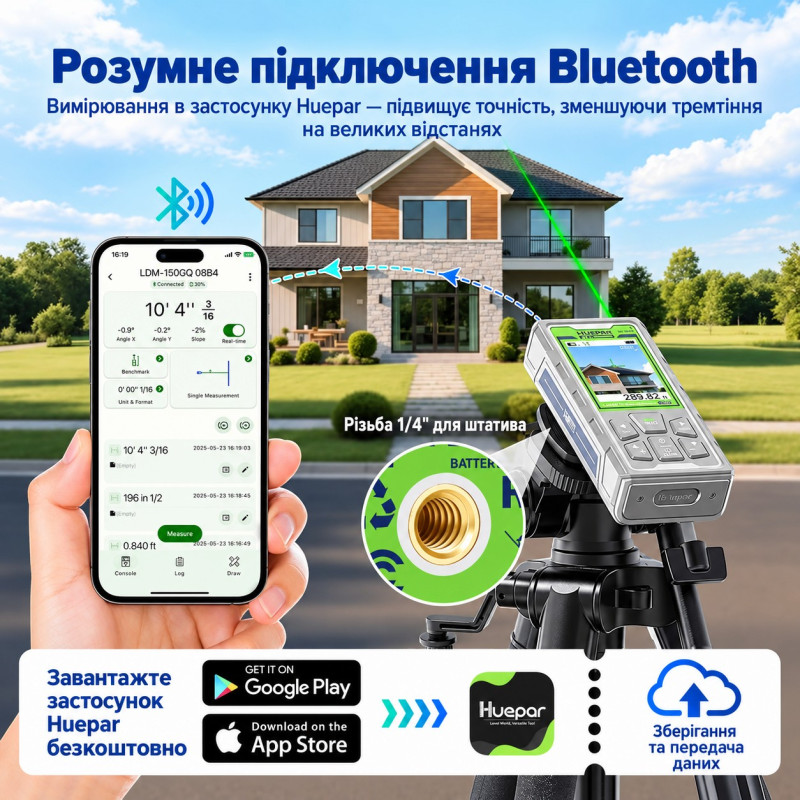 Дальномер лазерный цифровой Huepar SW-150GQ, 150 м (462060)