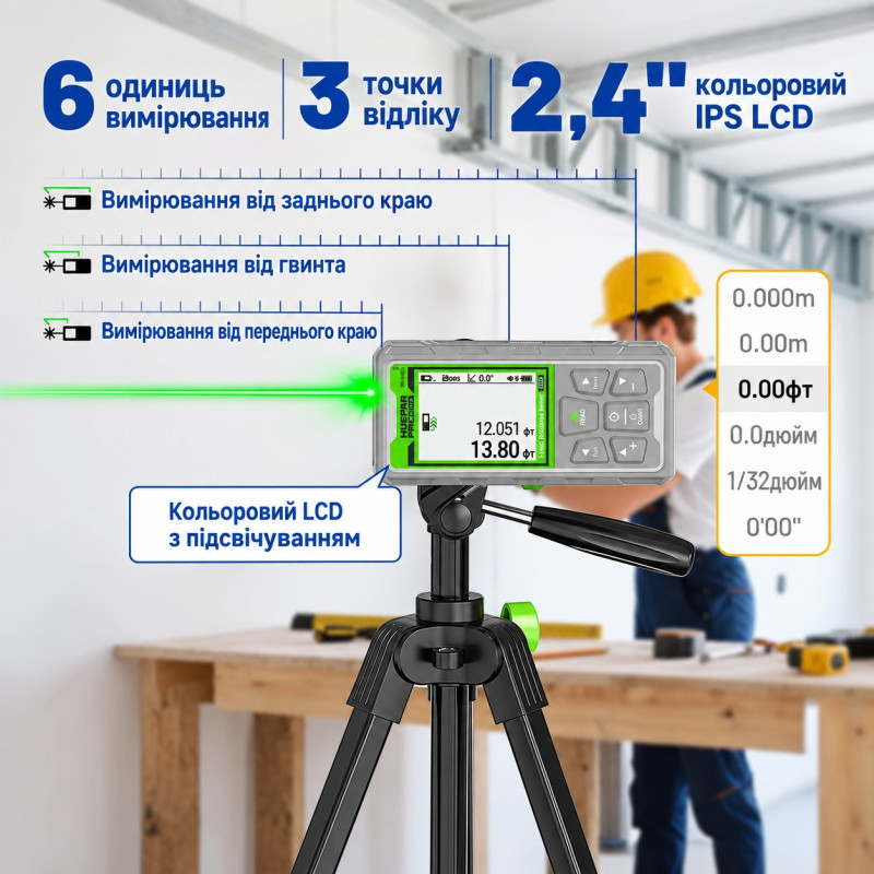 Дальномер лазерный цифровой Huepar SW-150GQ, 150 м (462060)