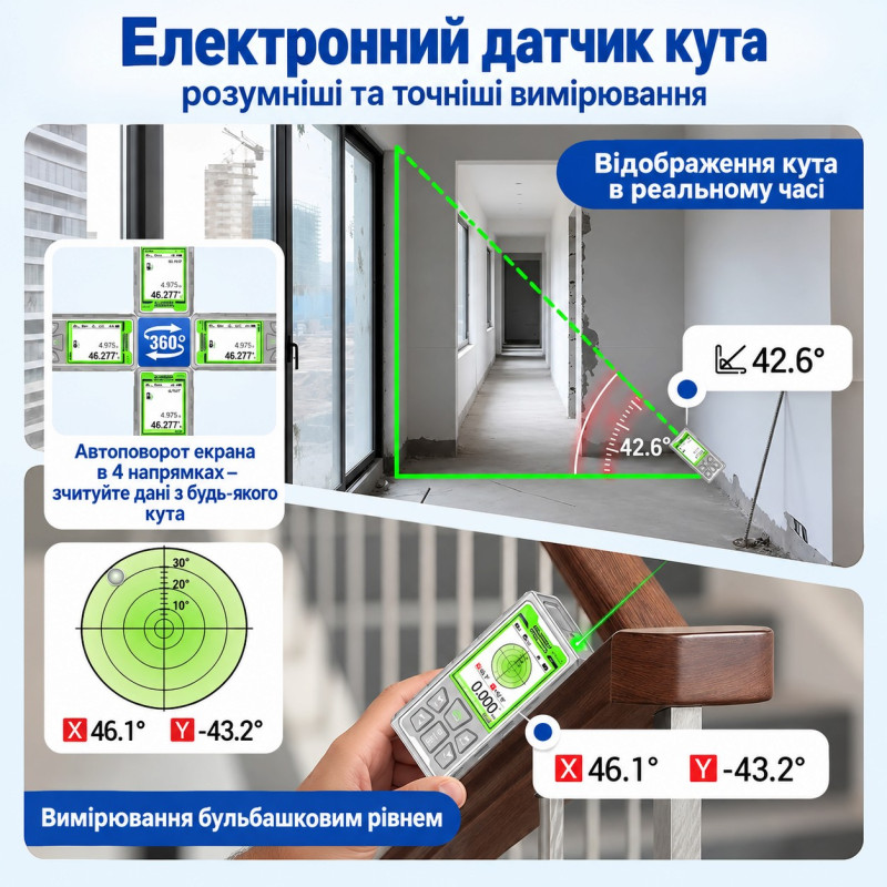Дальномер лазерный цифровой Huepar SW-150GQ, 150 м (462060)