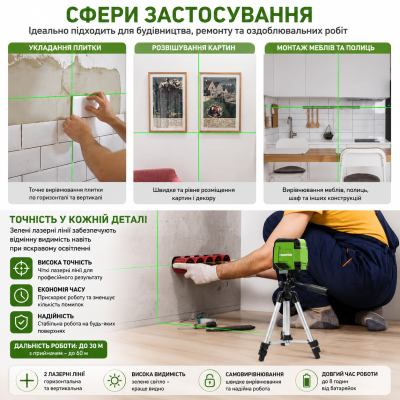 Лазерный уровень Huepar GK011DG 2D (498011)