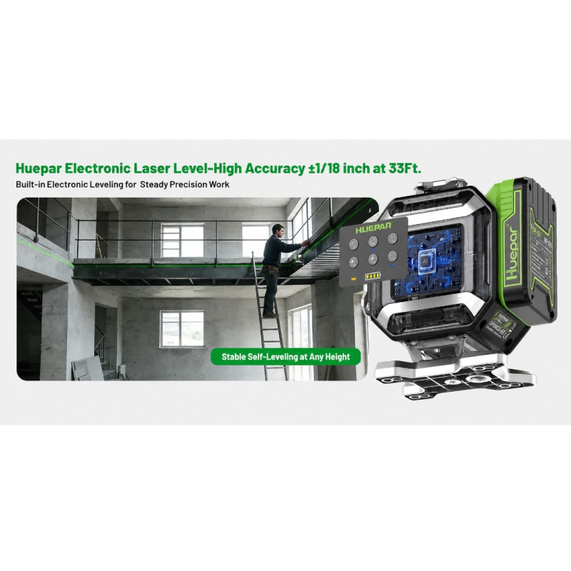 Лазерный уровень Huepar DP04CG-BT 4D 360°с сервоприводом (501010)