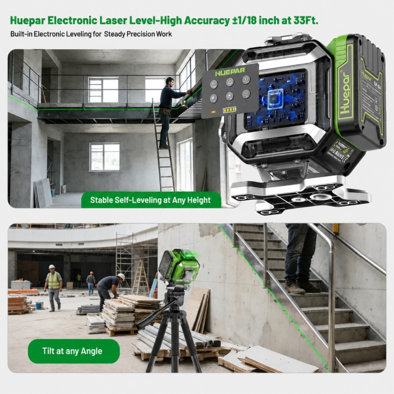 Лазерный уровень Huepar DP04CG-BT 4D 360°с сервоприводом (501010)