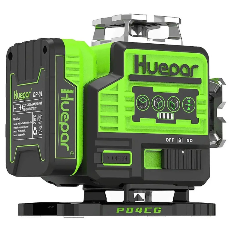 Лазерный уровень Huepar 4D, 16 линий, Bluetooth, пульт, 360° (P04CG)