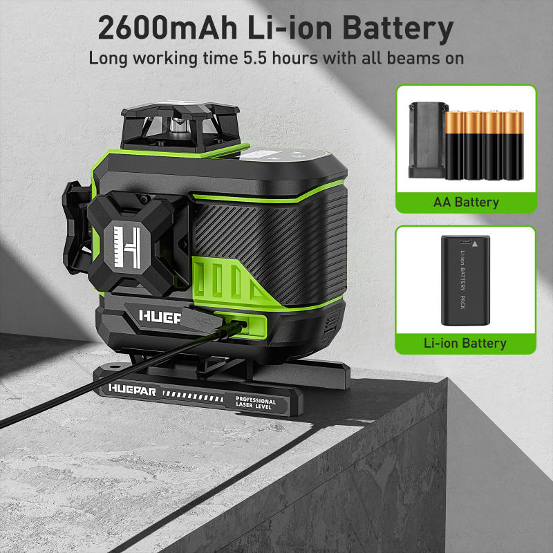 Лазерный уровень (нивелир) Huepar 4D, 16 линий, Bluetooth, LCD-дисплей (Z04CG)