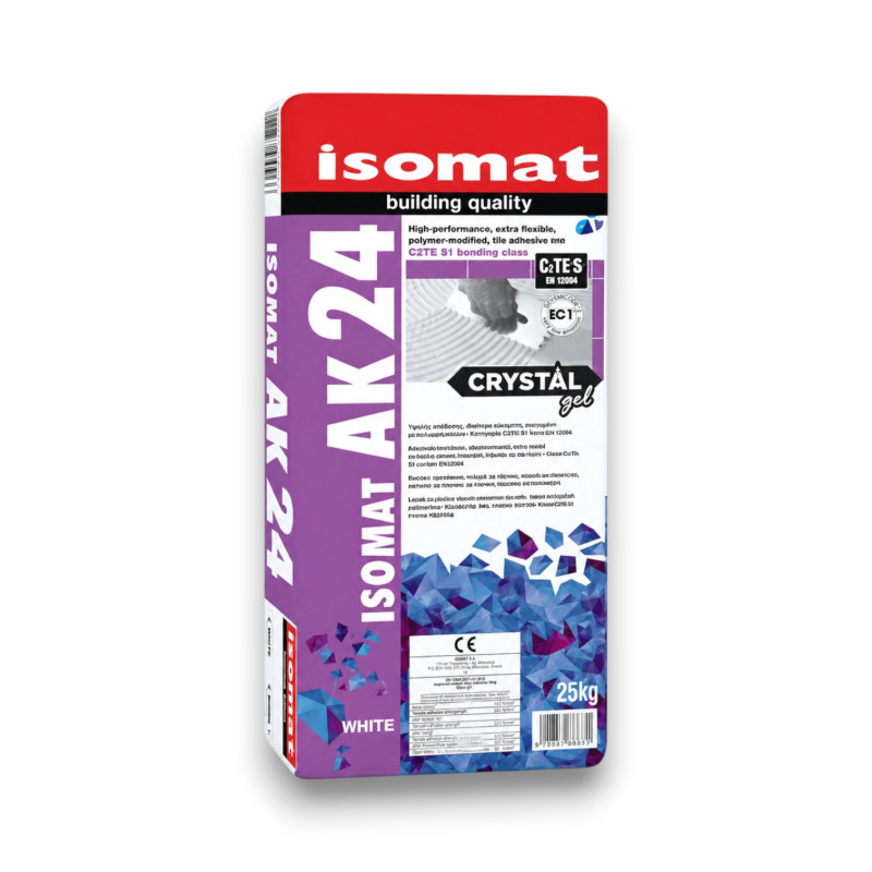Цементный клей для плитки ISOMAT AK-24 CRYSTAL GEL WHITE, 25 кг (AK-24)