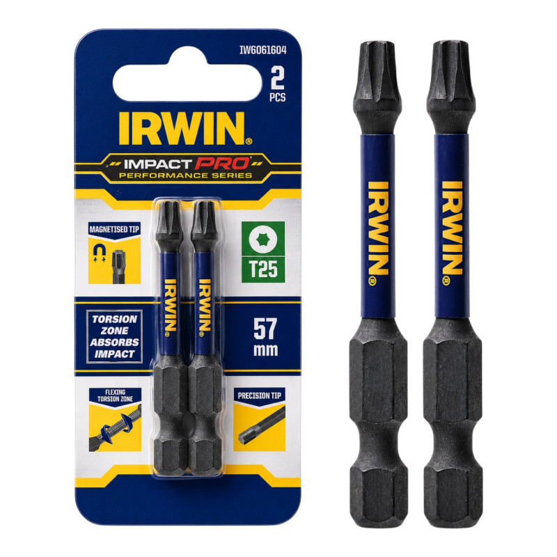 Біта IMPACT PRO 1/4"/57мм TX25 2шт, IRWIN (IW6061604)
