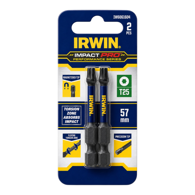 Біта IMPACT PRO 1/4"/57мм TX25 2шт, IRWIN (IW6061604)