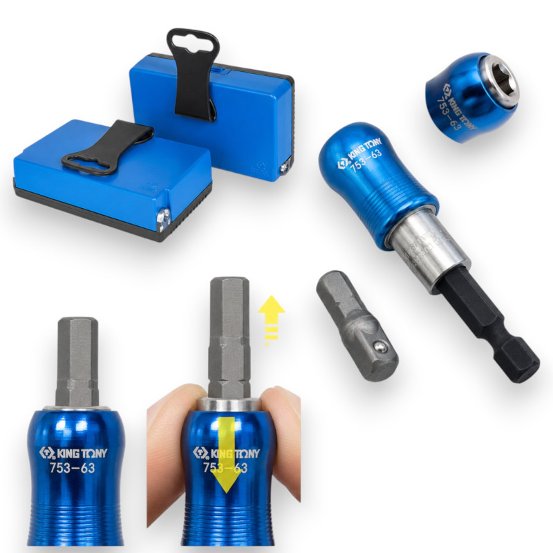 Набор бит с держателем KING TONY 1/4″ TORX, HEX, PZ, PH, SLOT, 32 предмета (1032CQ)