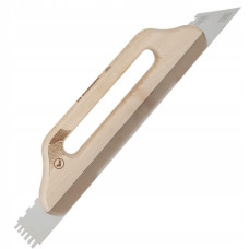 Шпатель зубчатый Kubala нержавеющая сталь зуб 10х10 мм, с рабочим маркером, 130х480 мм (5411)