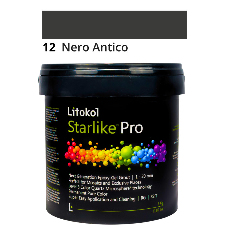 Эпоксидная гелевая затирка Litokol Starlike Pro 12 Nero Antico 5 кг (STPRONAN0005)