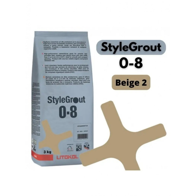 Цементная затирка StyleGrout 0-8 (Beige 2) 3 кг (SG08BGE20063)