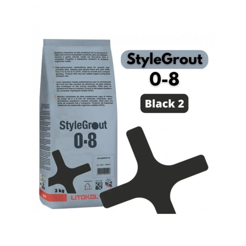 Фуга цементна StyleGrout 0-8 (Black 2) 3 кг (SG08BLK20063)