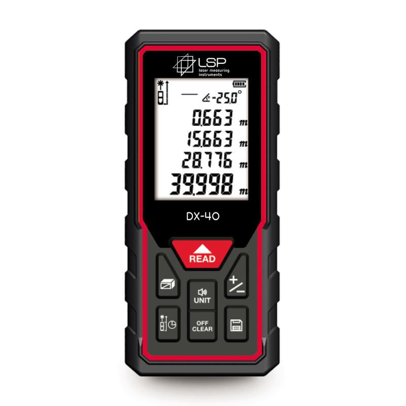 Далекомір лазерний  LSP DX 40 PRO лазерна рулетка з датчиком нахилу 40 метрів (LSPDX-40PRO)